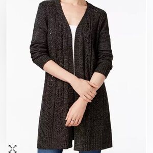 Karen Scott Duster Style Cardigan - Grey Size Small